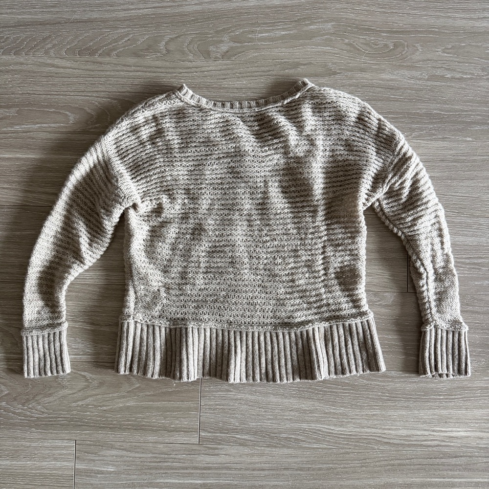 Eileen Fisher Vneck Yak Wool Open Knit Sweater Neutral Tan size Medium - Picture 5 of 9